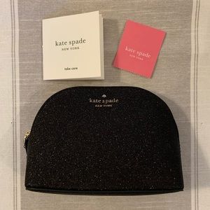 Kate Spade Black Glitter Cosmetic Bag